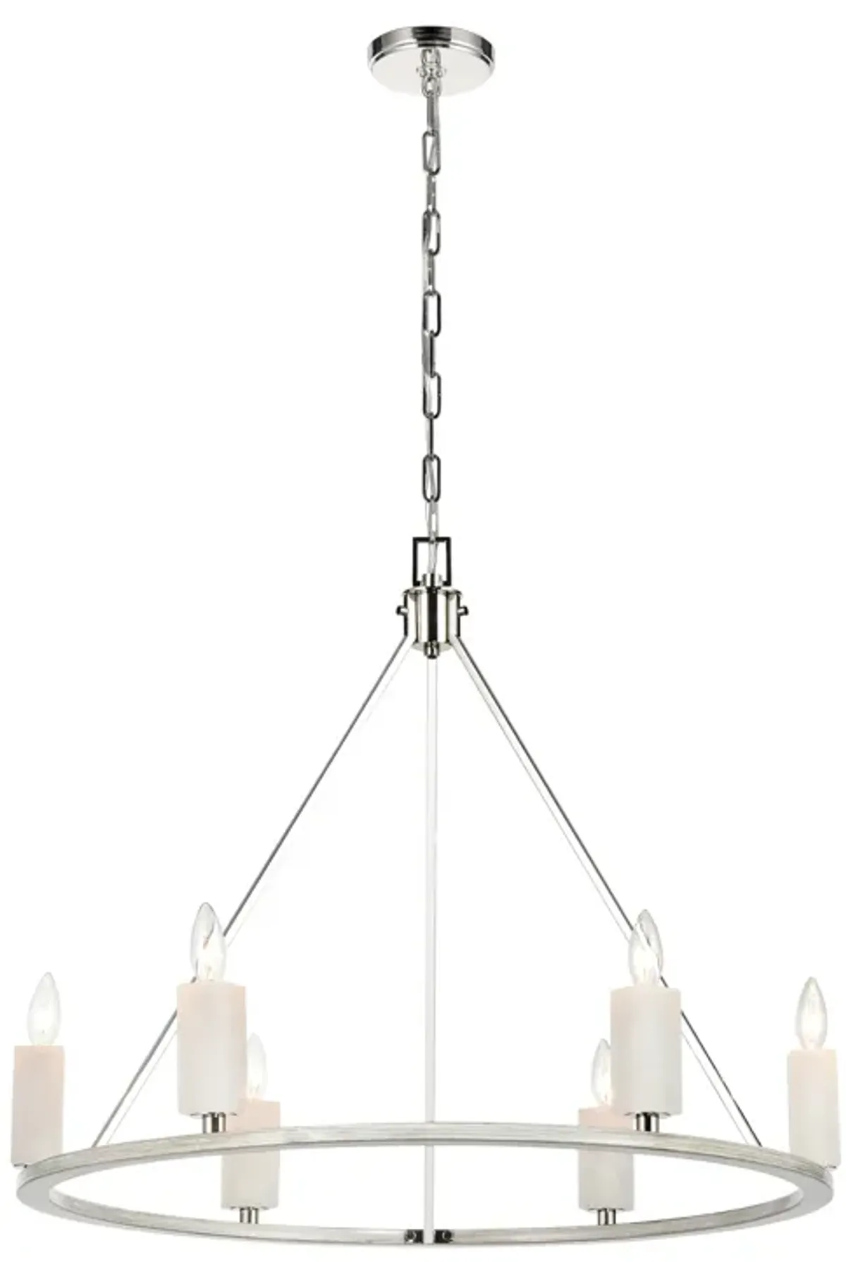 White Stone 30" Wide 6-Light Chandelier - Polished Nickel