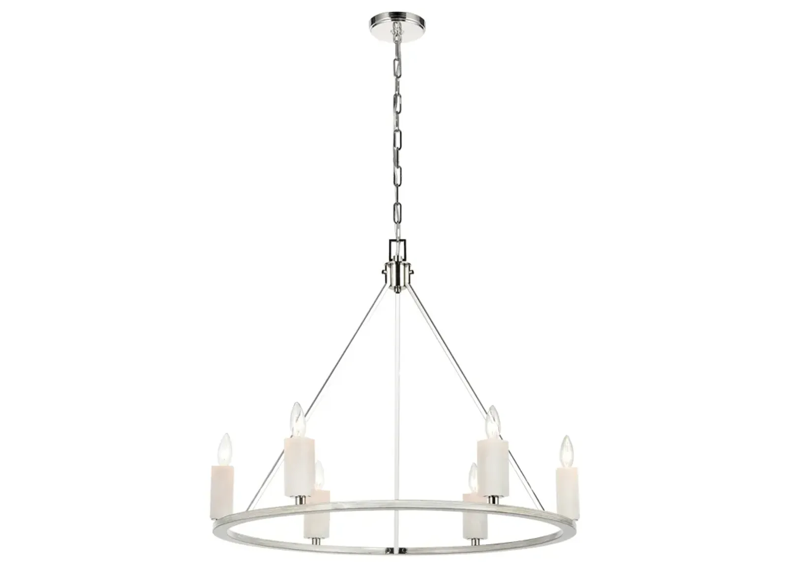 White Stone 30" Wide 6-Light Chandelier - Polished Nickel