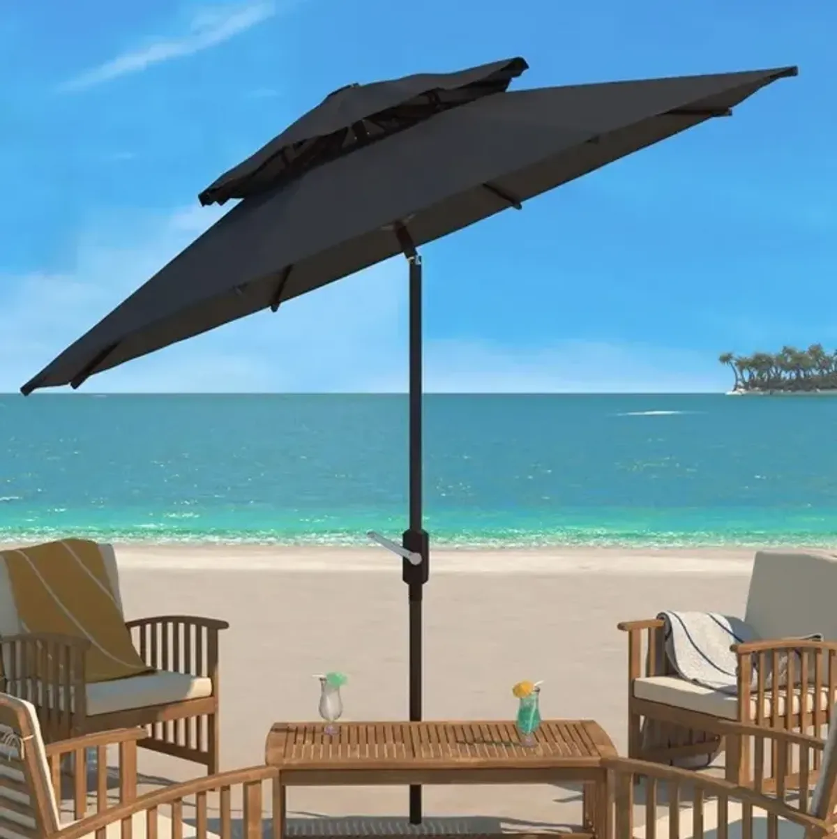 LORENIA 9FT DOUBLE TOP MARKET UMBRELLA