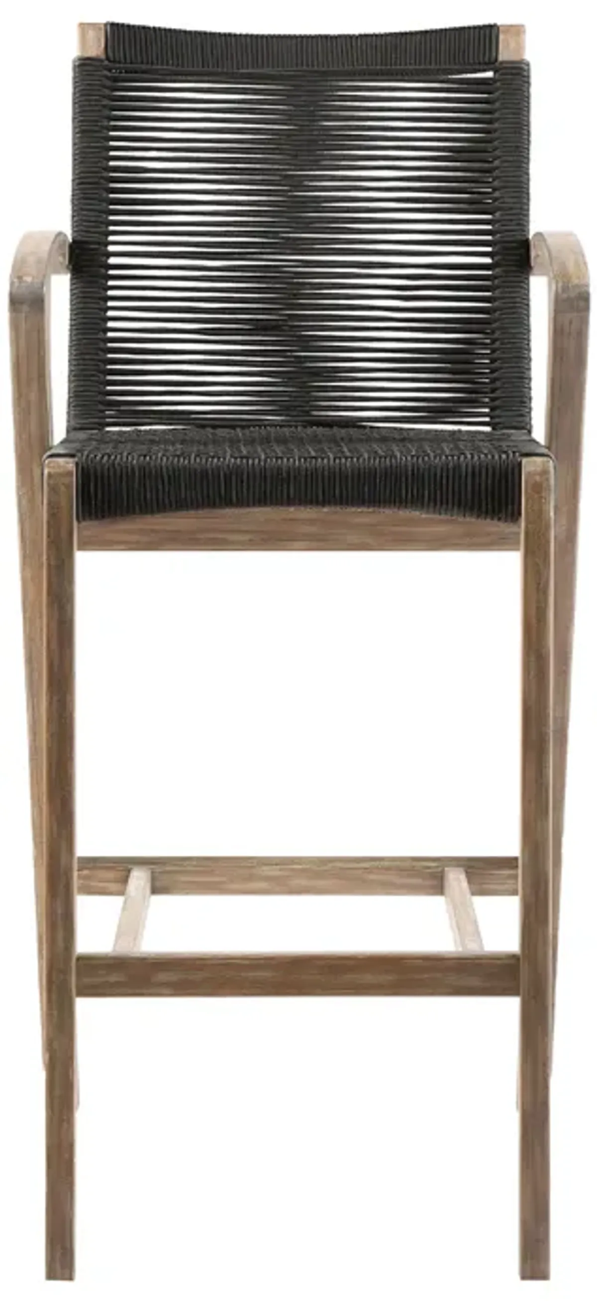 Nabila Outdoor Light Eucalyptus Wood and Charcoal Rope Counter and Bar Height Stool