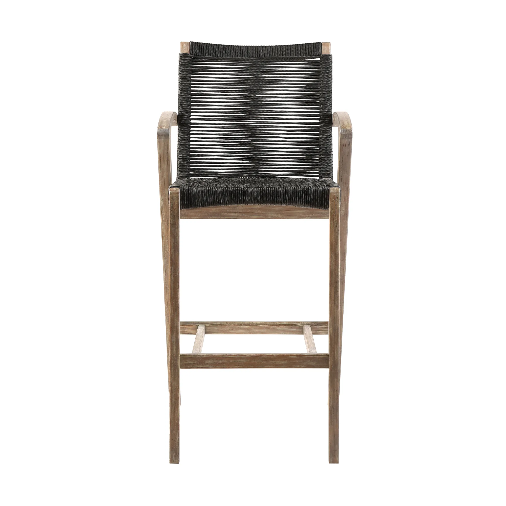 Nabila Outdoor Light Eucalyptus Wood and Charcoal Rope Counter and Bar Height Stool