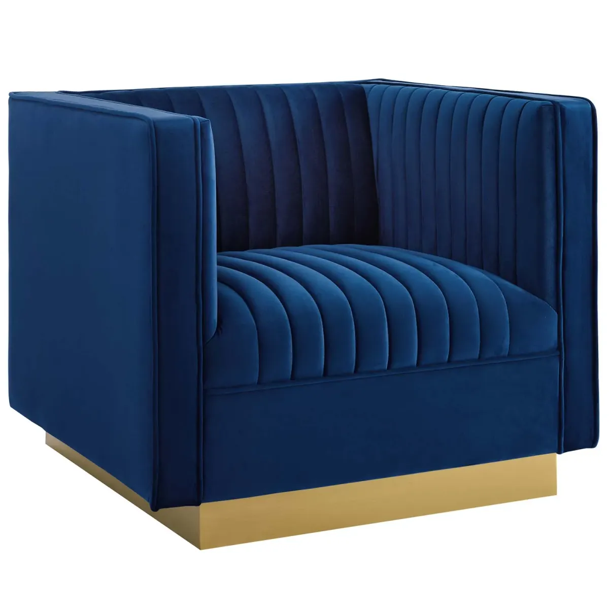 Sanguine Vertical Channel Tufted Accent Performance Velvet Armchair