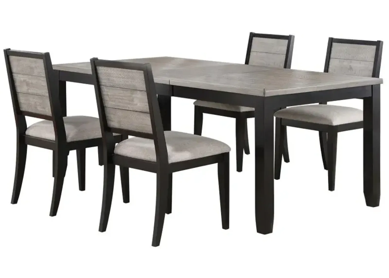 Elodie 5-piece Dining Table Set with Extension Leaf Grey and Black