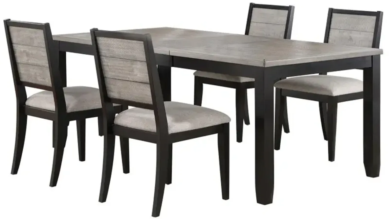 Elodie 5-piece Dining Table Set with Extension Leaf Grey and Black