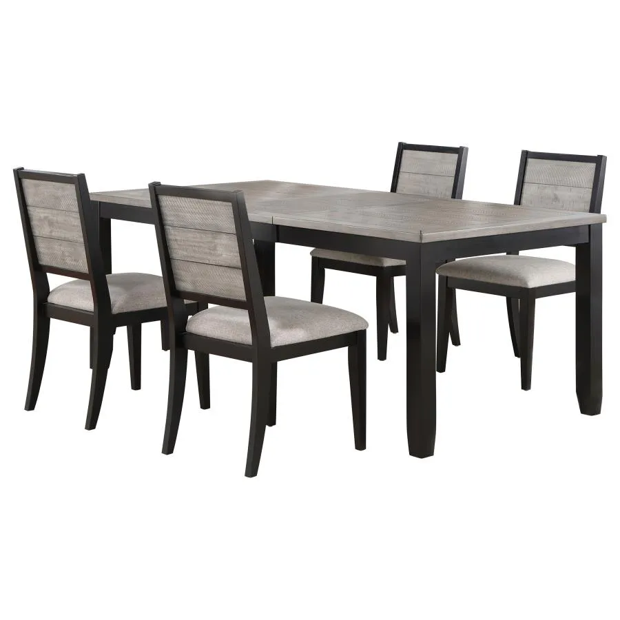 Elodie 5-piece Dining Table Set with Extension Leaf Grey and Black