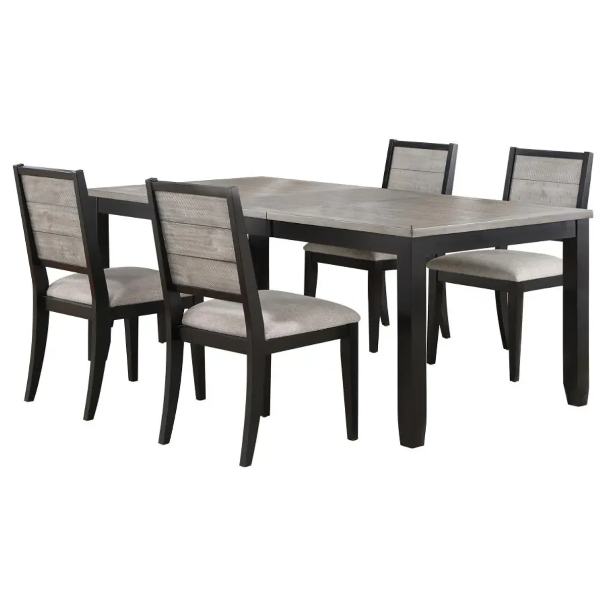 Elodie 5-piece Dining Table Set with Extension Leaf Grey and Black