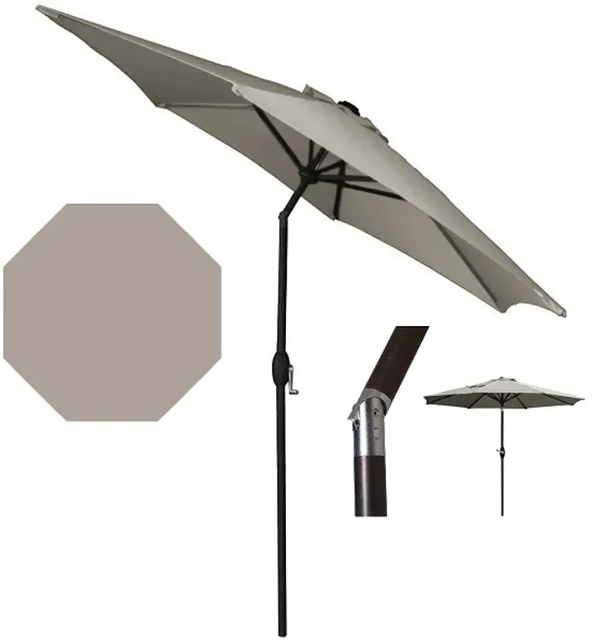 Panama Jack Grey 9 Ft Alum Patio Umbrella W/Crank