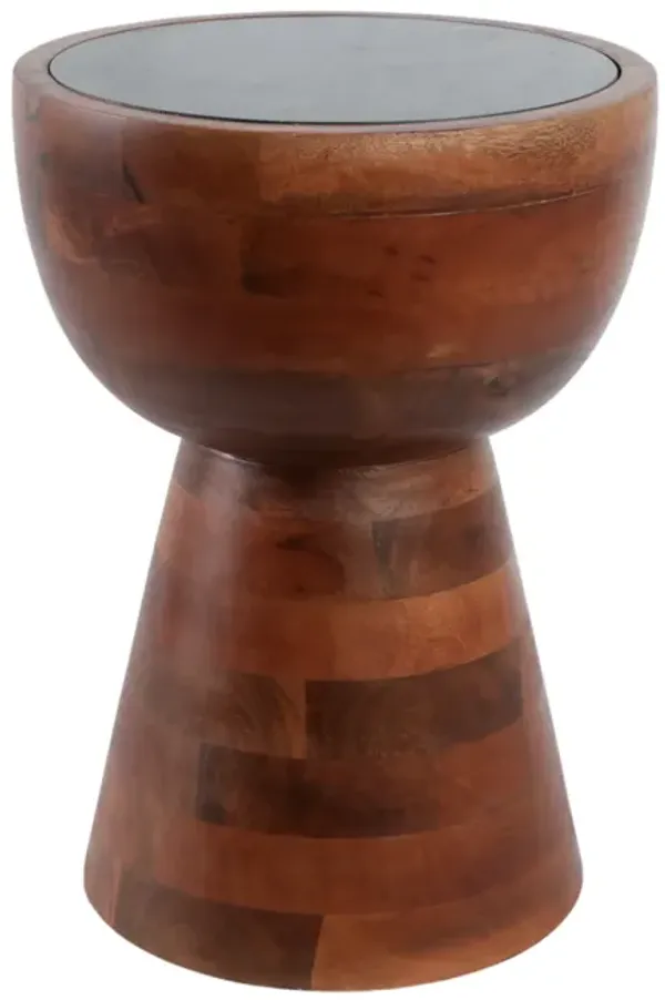 18x13" Hourglass Marble Top Accent Table, Grn/brwn