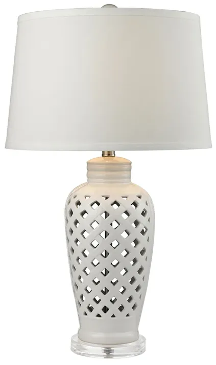 Openwork 27" High 1-Light Table Lamp - White