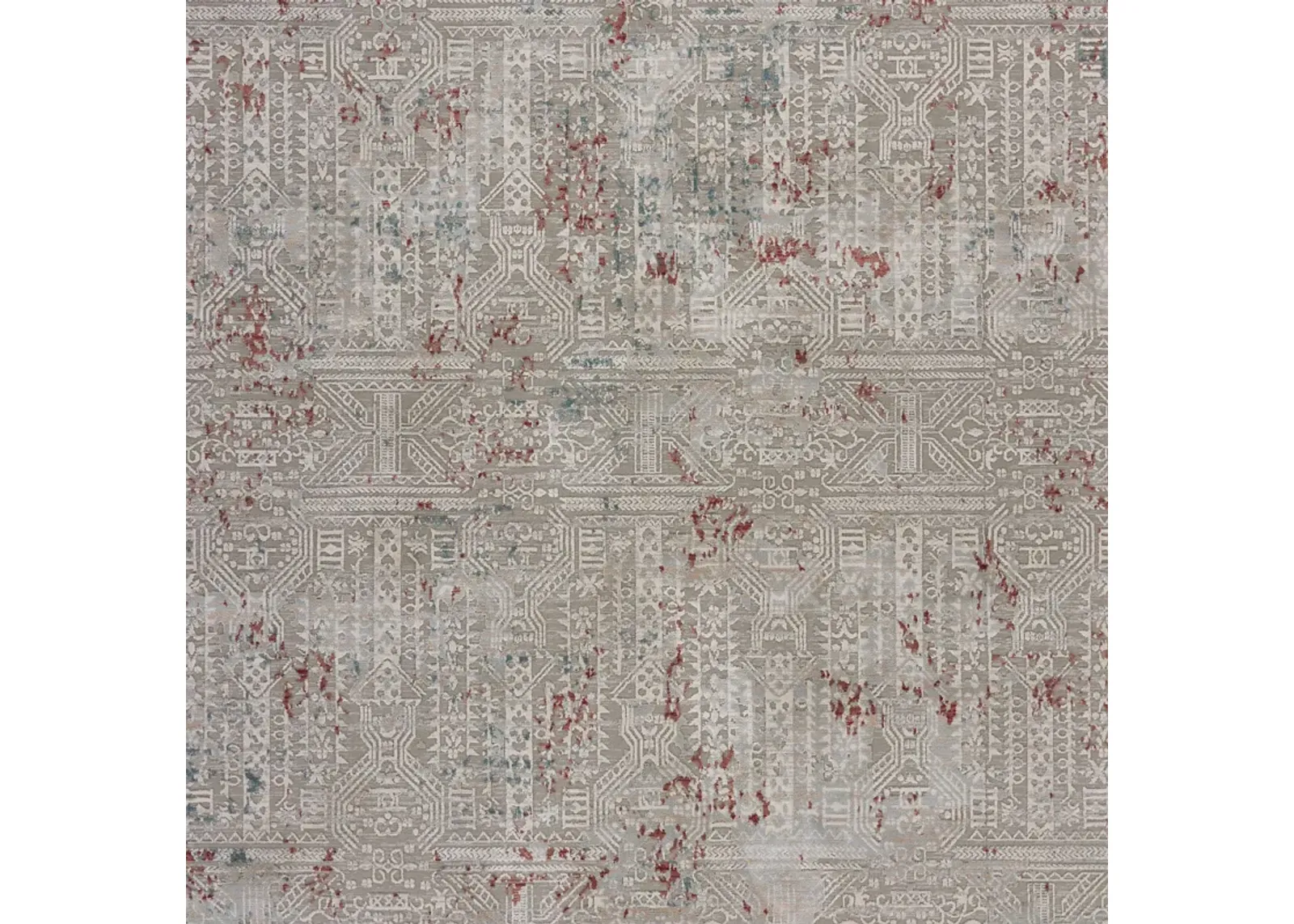 Imagica Neutral Distressed Geometric Contemporary Runner Rug 2'2" x 7'7"