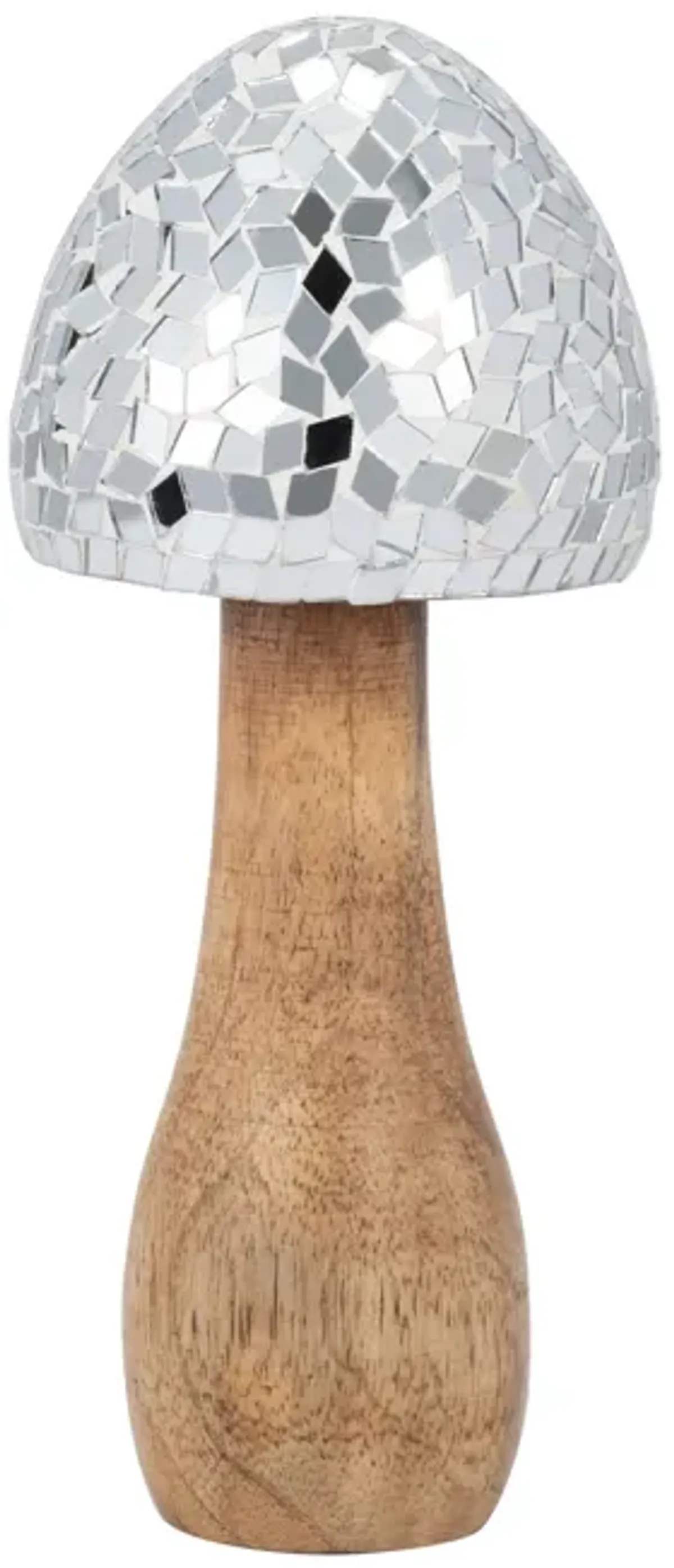 Wood, 8" Mosaic Mushroom, Silver