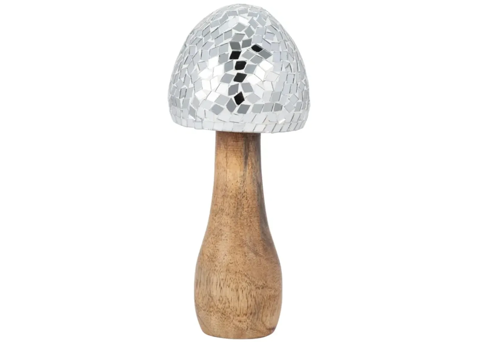 Wood, 8" Mosaic Mushroom, Silver