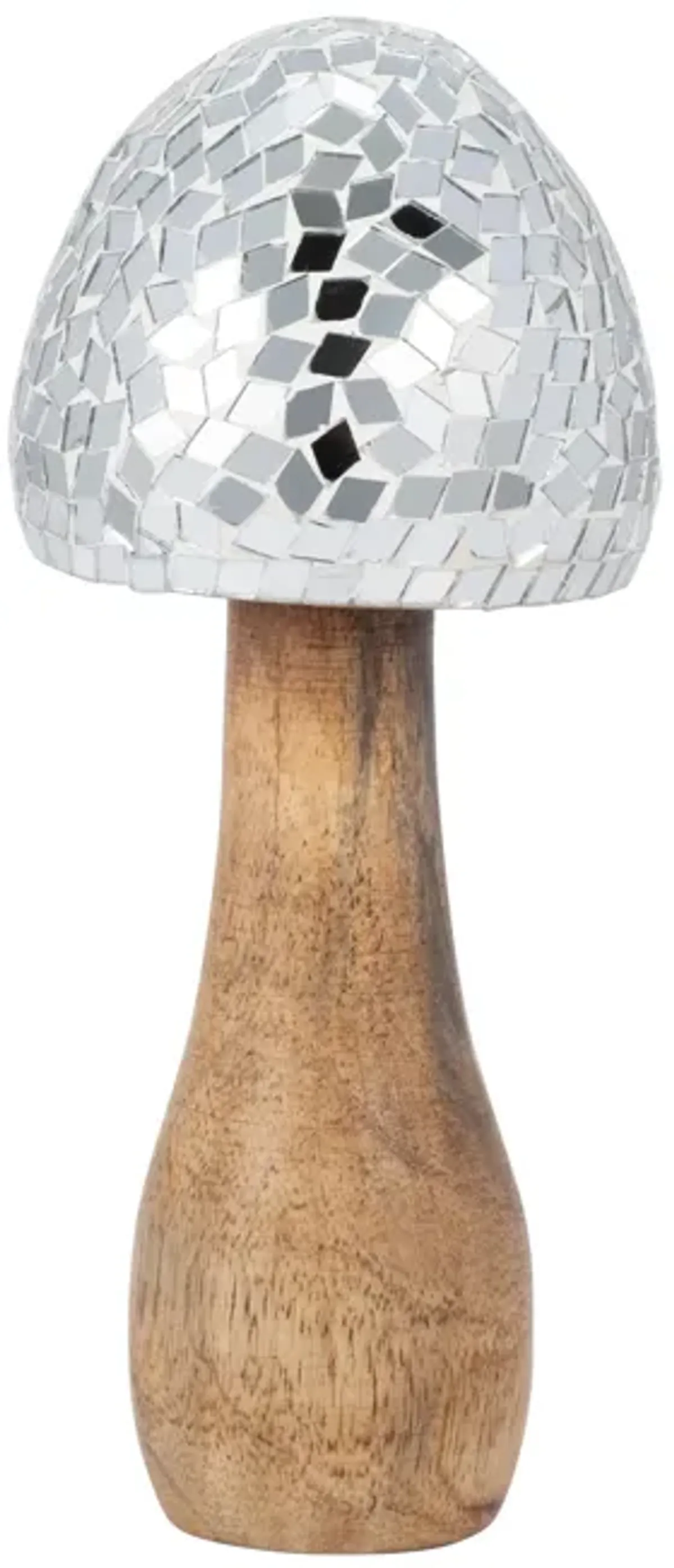 Wood, 8" Mosaic Mushroom, Silver