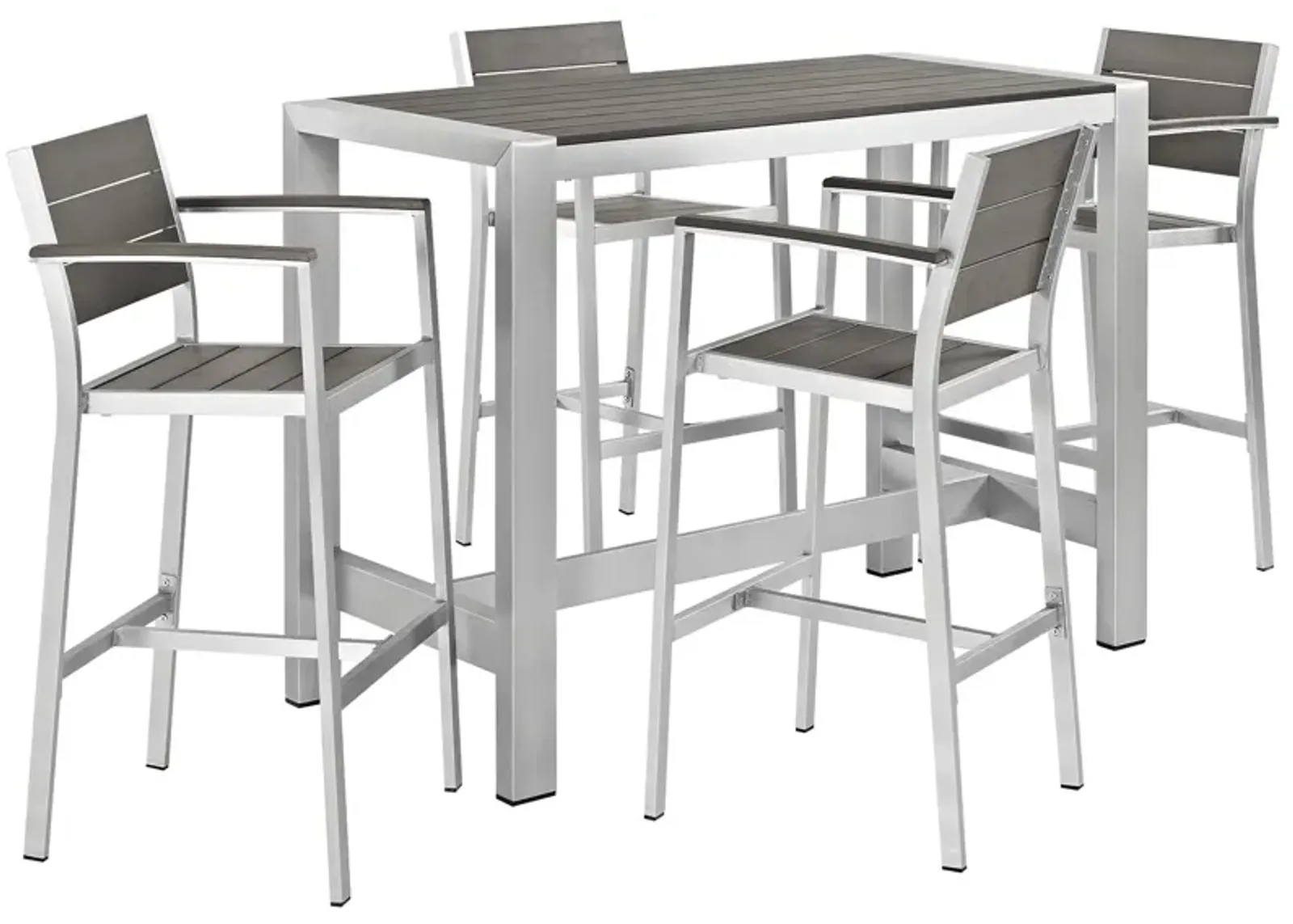 Shore 5 Piece Outdoor Patio Aluminum Dining Set