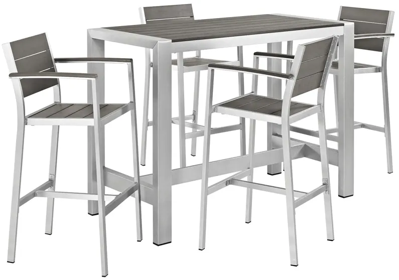 Shore 5 Piece Outdoor Patio Aluminum Dining Set