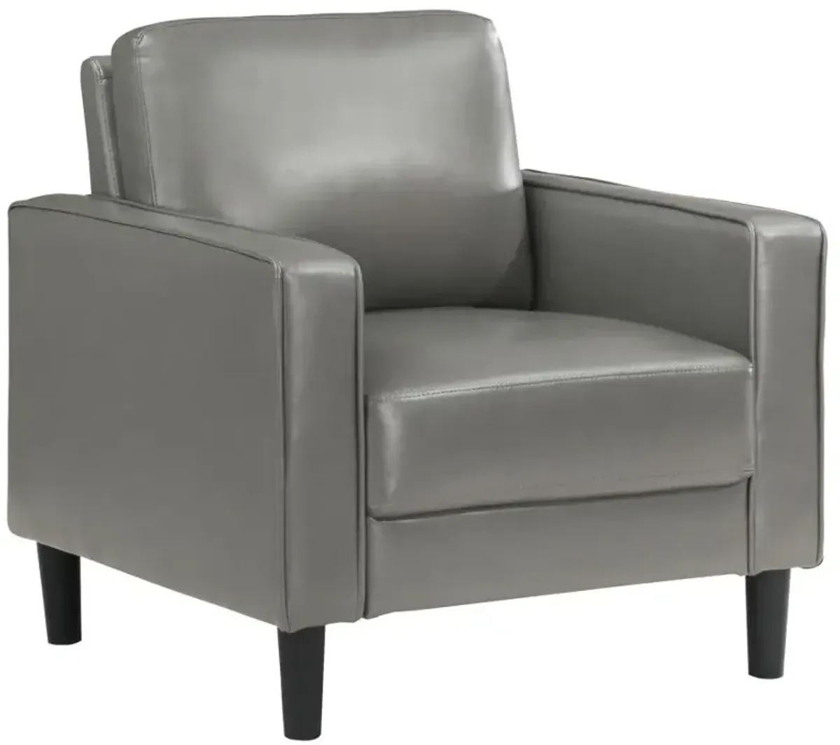 Ruth 3-piece Upholstered Track Arm Faux Leather Sofa Set Grey