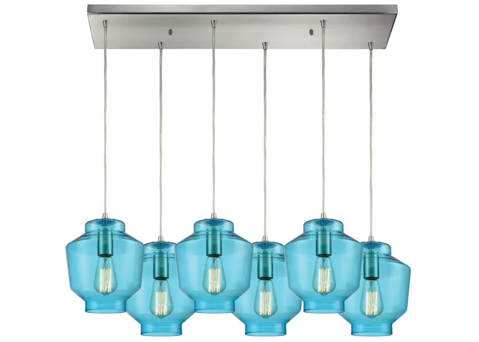 Barrel 32" Wide 6-Light Mini Pendant - Satin Nickel