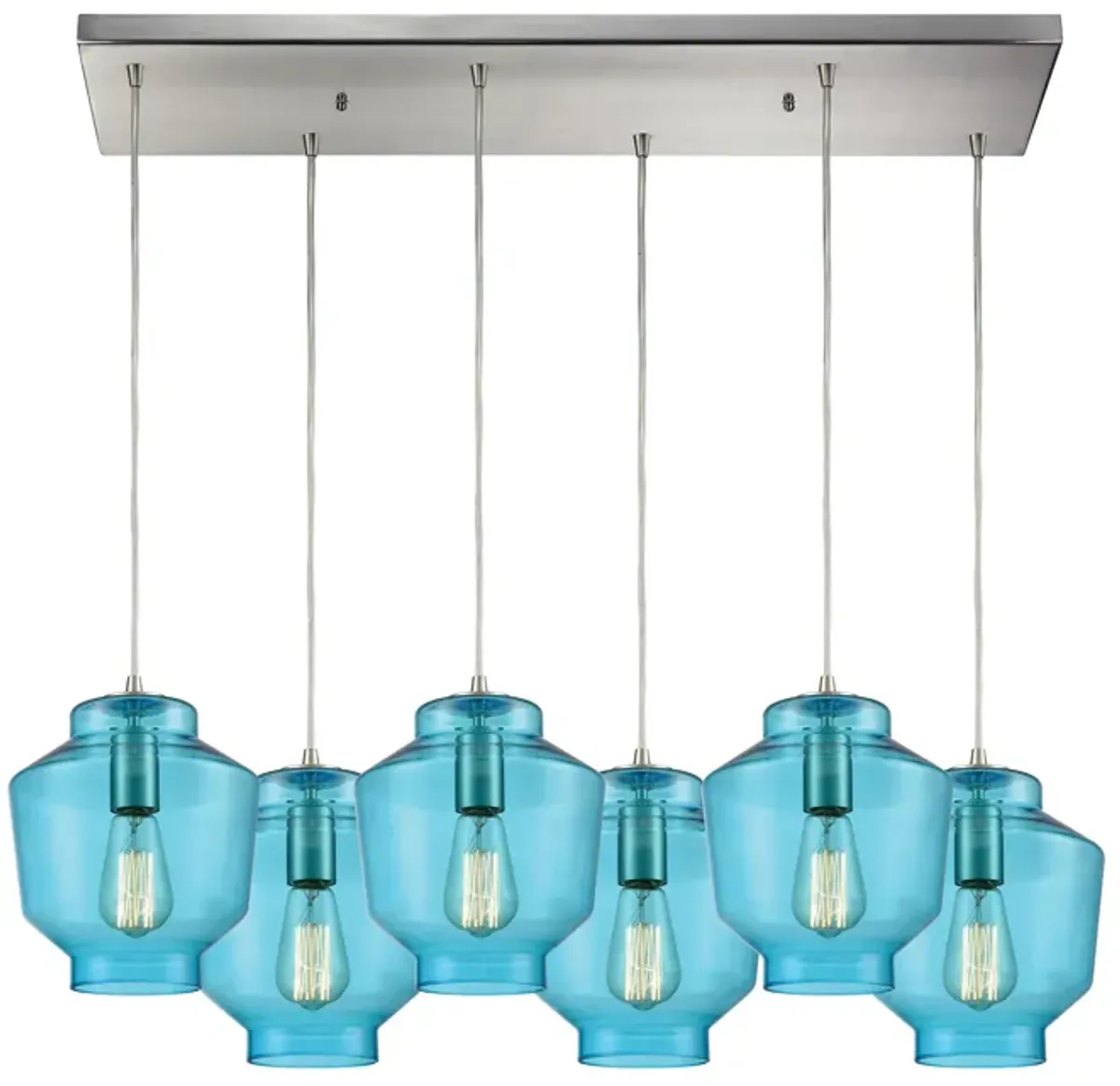 Barrel 32" Wide 6-Light Mini Pendant - Satin Nickel