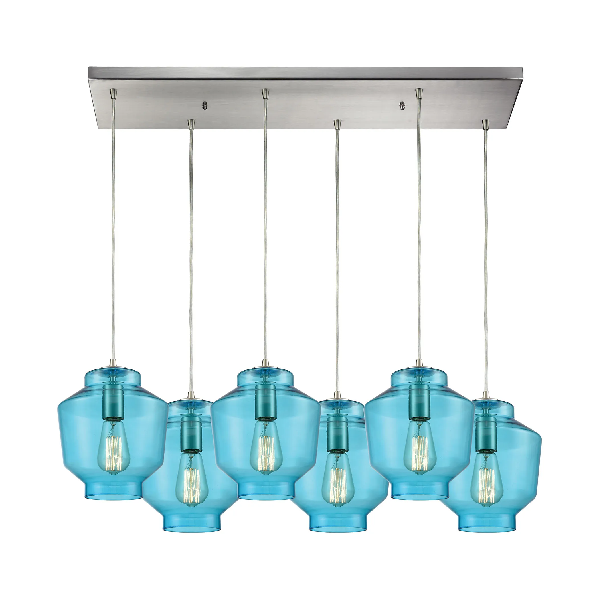 Barrel 32" Wide 6-Light Mini Pendant - Satin Nickel