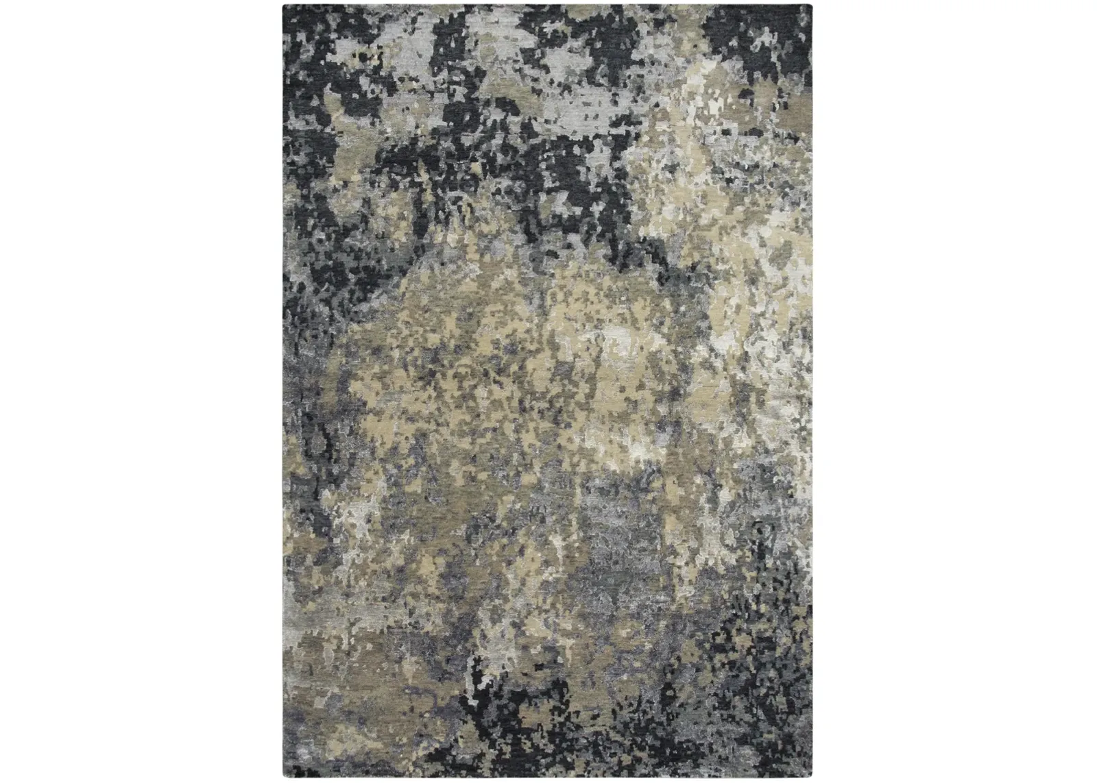 Finesse Beige/Gray Abstract Hand Spun New Zealand Wool/Tencel 6' x 9' Rectangle Rug