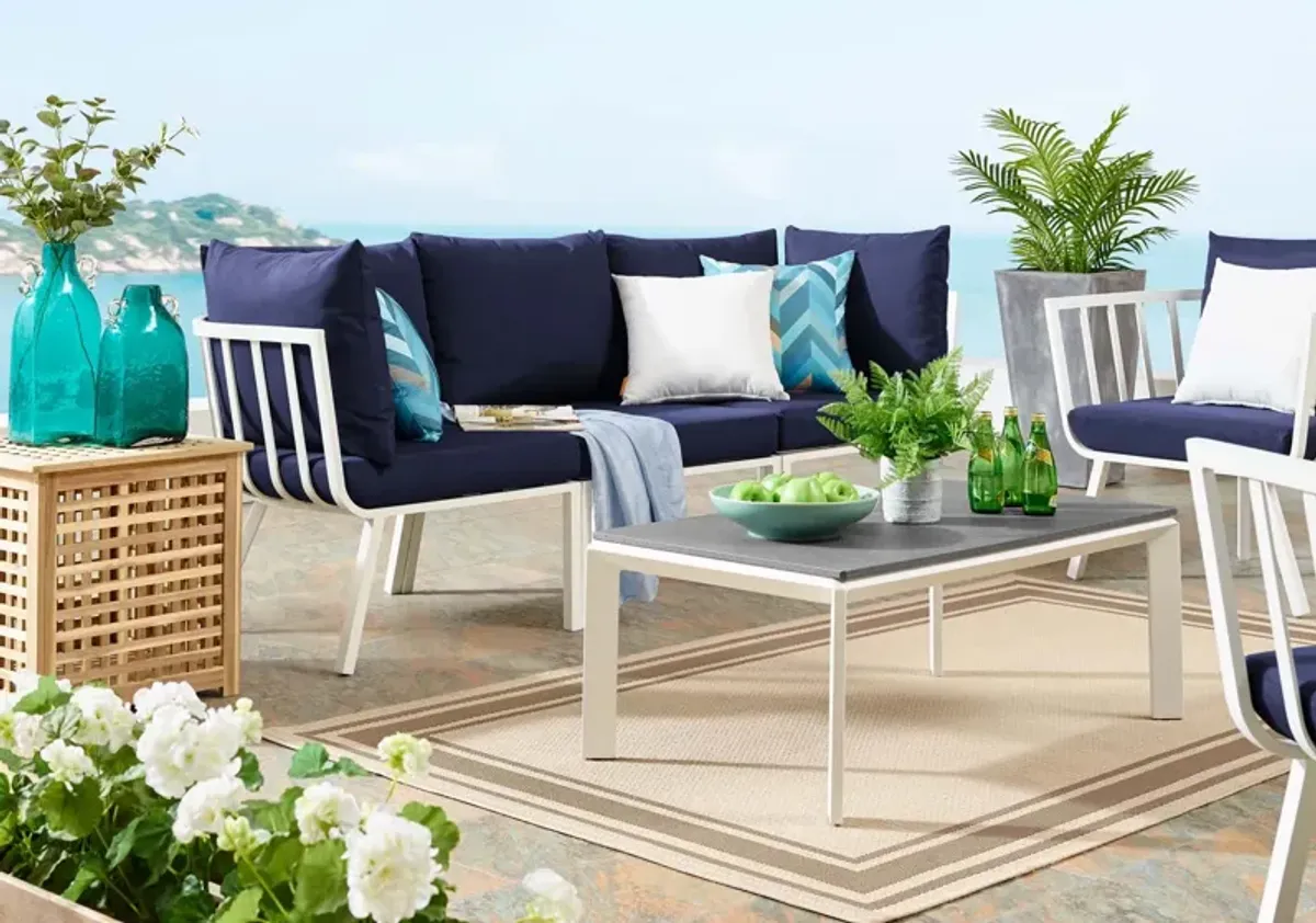 Riverside 3 Piece Outdoor Patio Aluminum Sectional Sofa Set