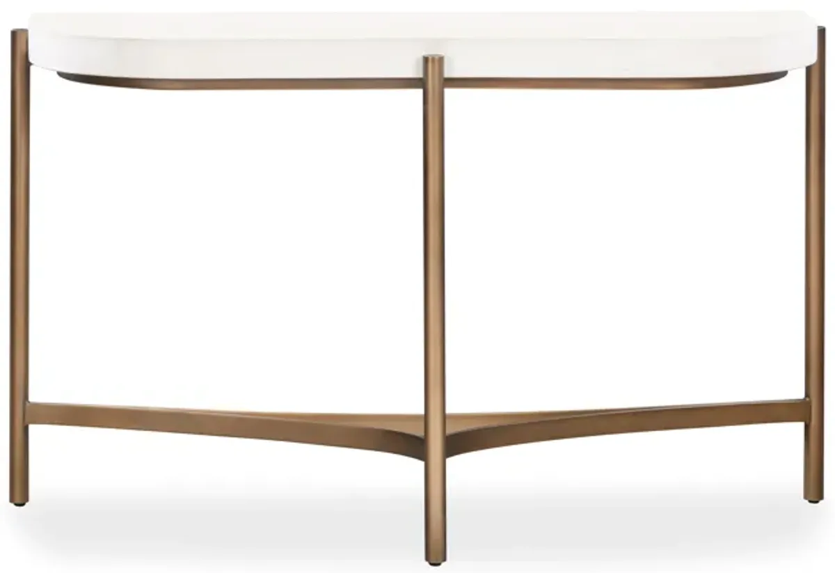 Lyon Semi-circular White Concrete and Metal Console Table