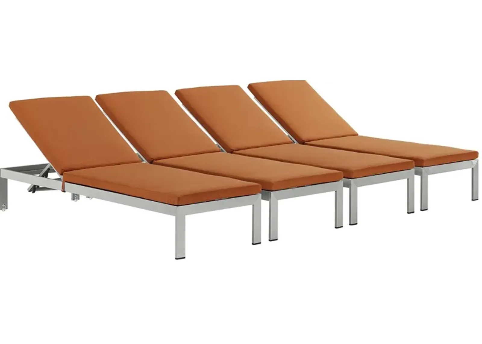 Shore Chaise with Cushions Outdoor Patio Aluminum Set of 4