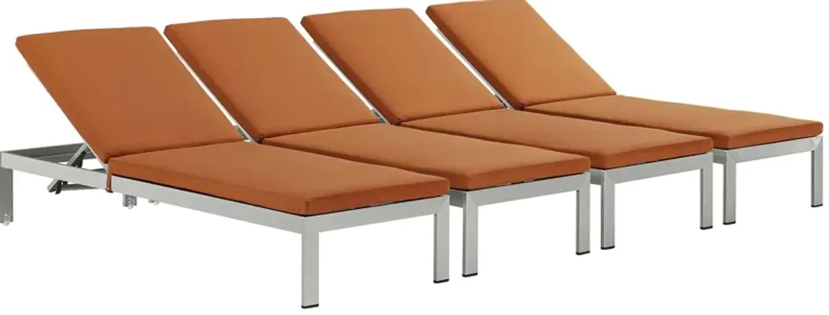 Shore Chaise with Cushions Outdoor Patio Aluminum Set of 4