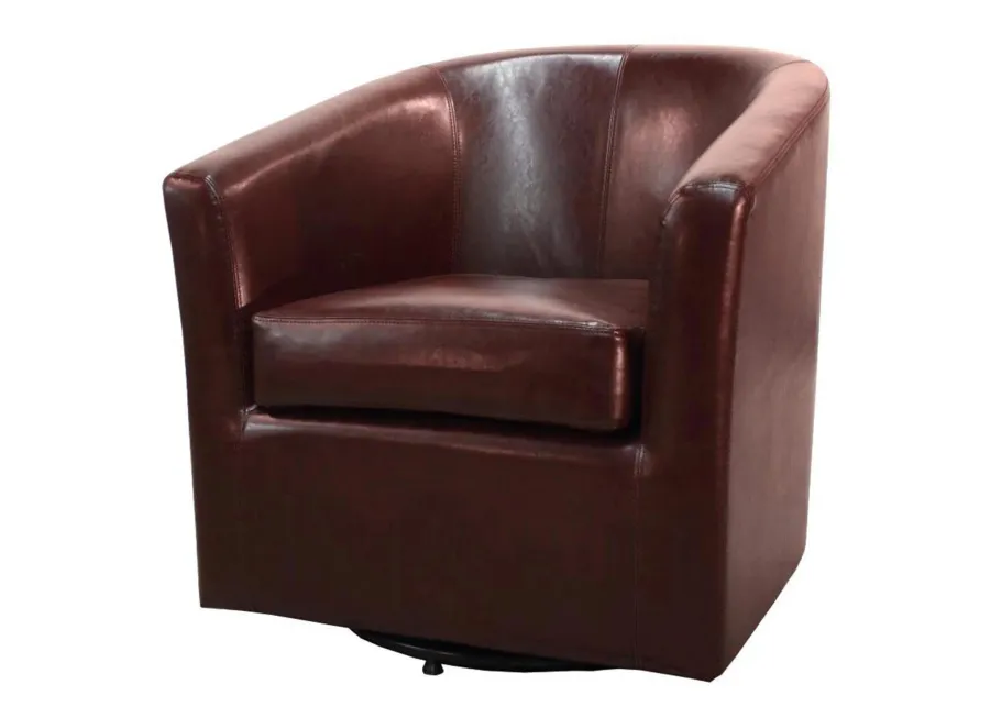 hayden swivel bonded leather accent arm chair, saddle brown