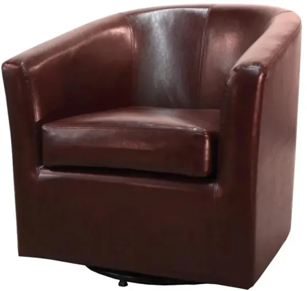 hayden swivel bonded leather accent arm chair, saddle brown