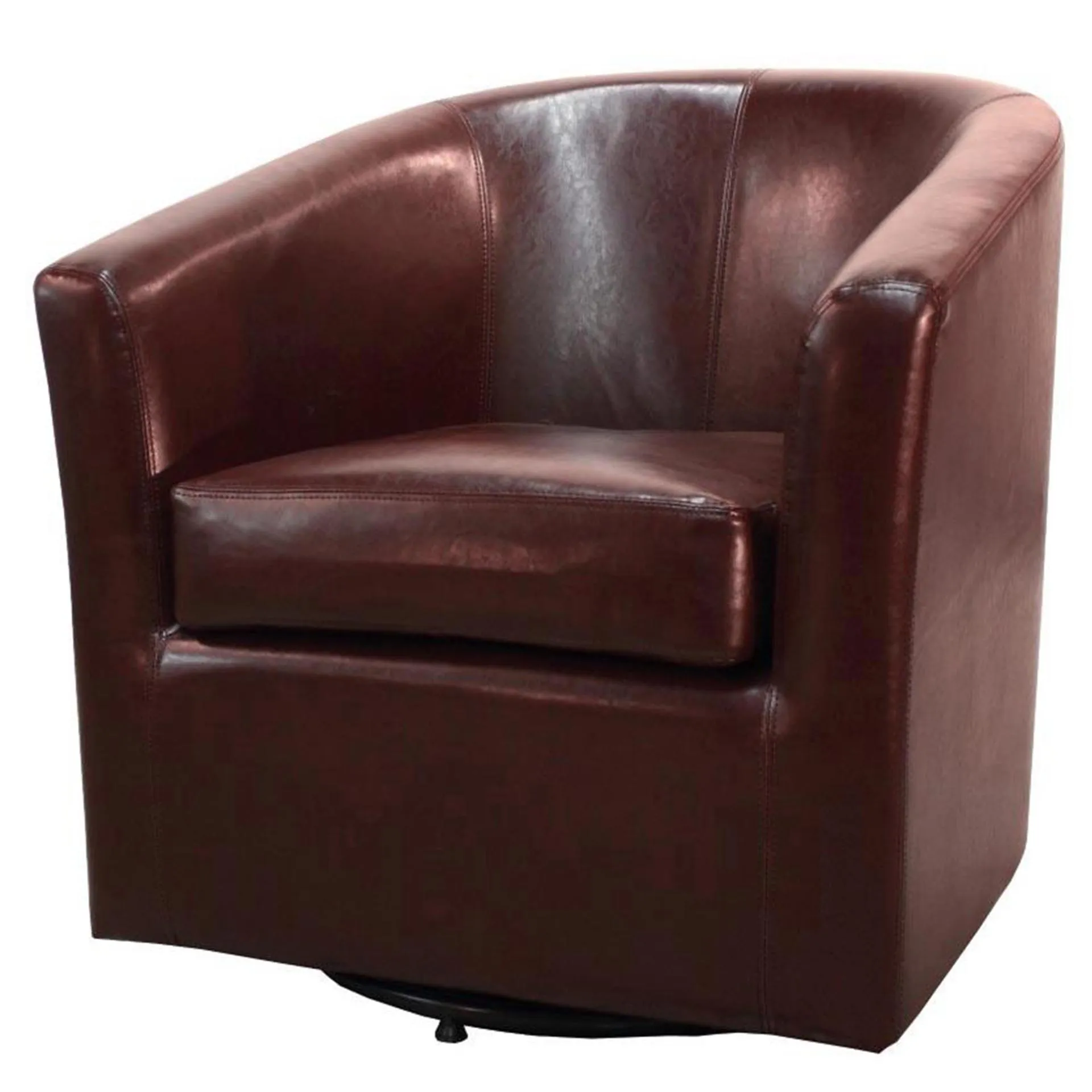 hayden swivel bonded leather accent arm chair, saddle brown