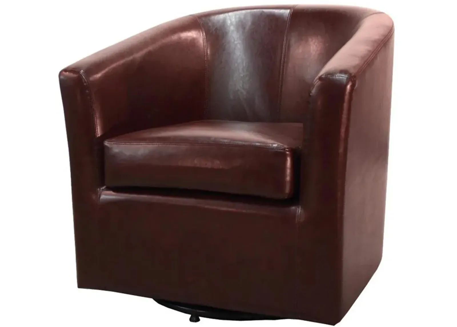 hayden swivel bonded leather accent arm chair, saddle brown