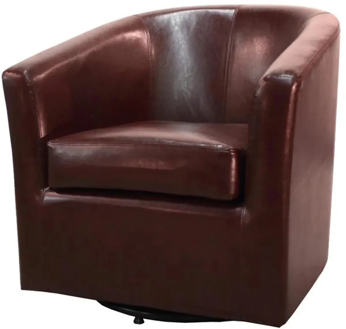 hayden swivel bonded leather accent arm chair, saddle brown