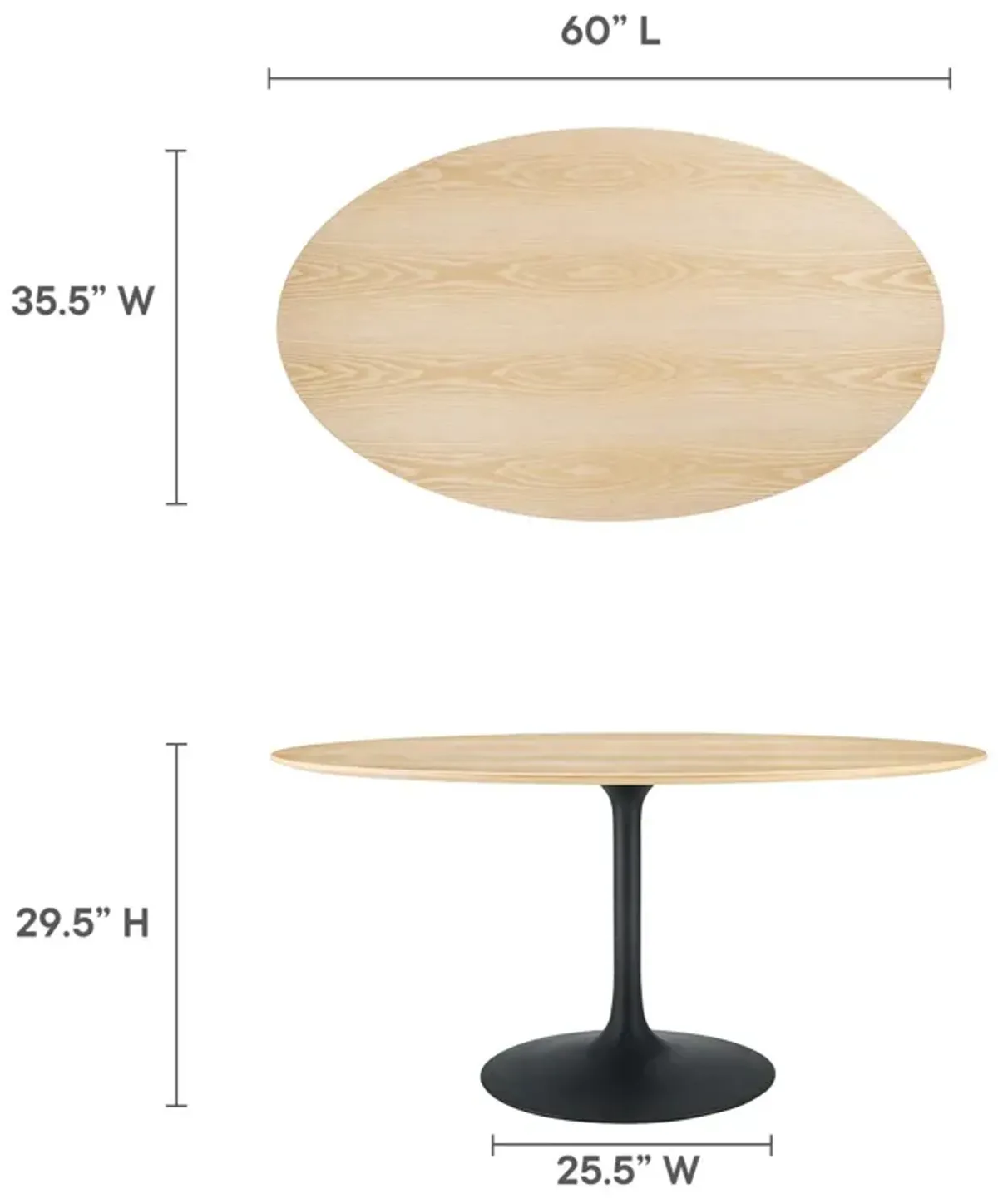 Lippa 60" Oval Wood Grain Dining Table