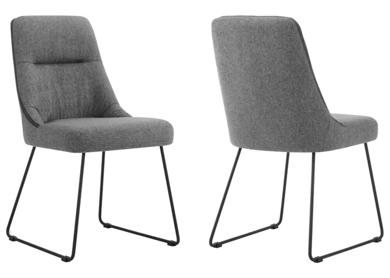 Quartz Gray Fabric and Metal Dining Room Chairs - Set of 2