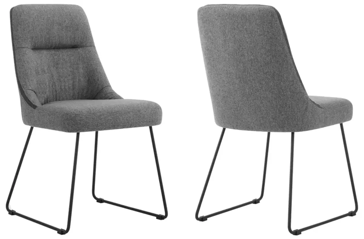 Quartz Gray Fabric and Metal Dining Room Chairs - Set of 2