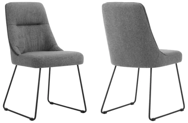 Quartz Gray Fabric and Metal Dining Room Chairs - Set of 2