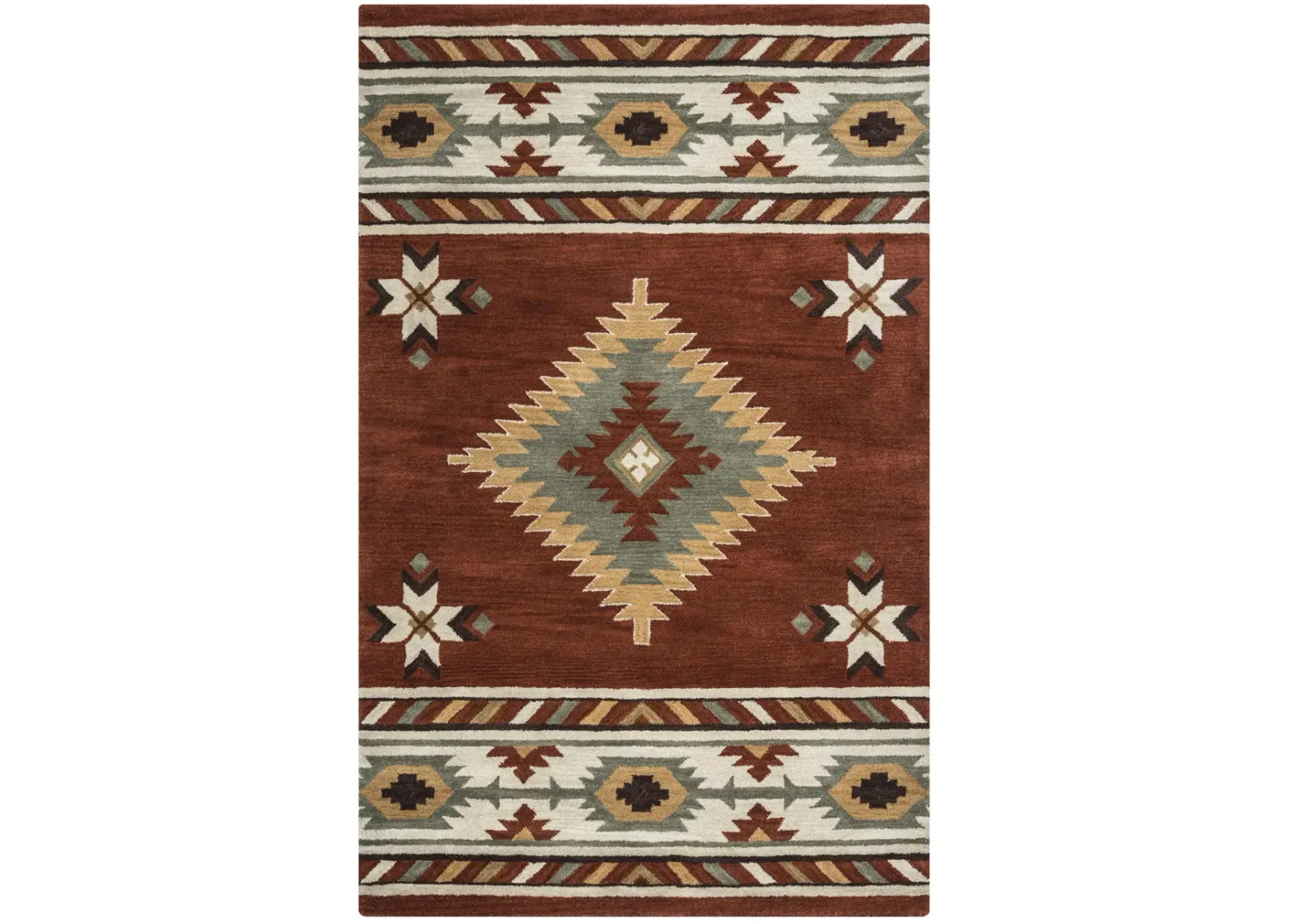 Southwest Navajo Red Southwest/Tribal Wool 3' x 5' Rectangle Rug