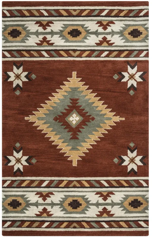Southwest Navajo Red Southwest/Tribal Wool 3' x 5' Rectangle Rug