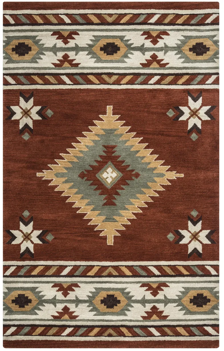 Southwest Navajo Red Southwest/Tribal Wool 3' x 5' Rectangle Rug