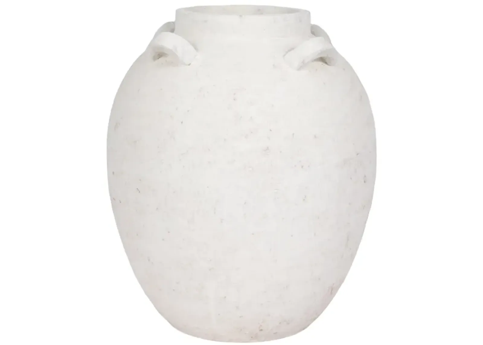 15" Multi Handle Terracotta Vase Rough Finish, Whi