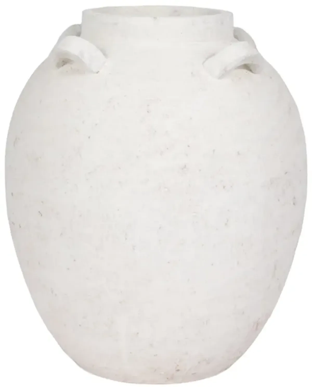 15" Multi Handle Terracotta Vase Rough Finish, Whi