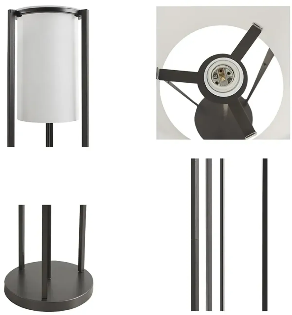 Martha Stewart Charlton Black Metal Floor Lamp with Glass Cylinder Shade