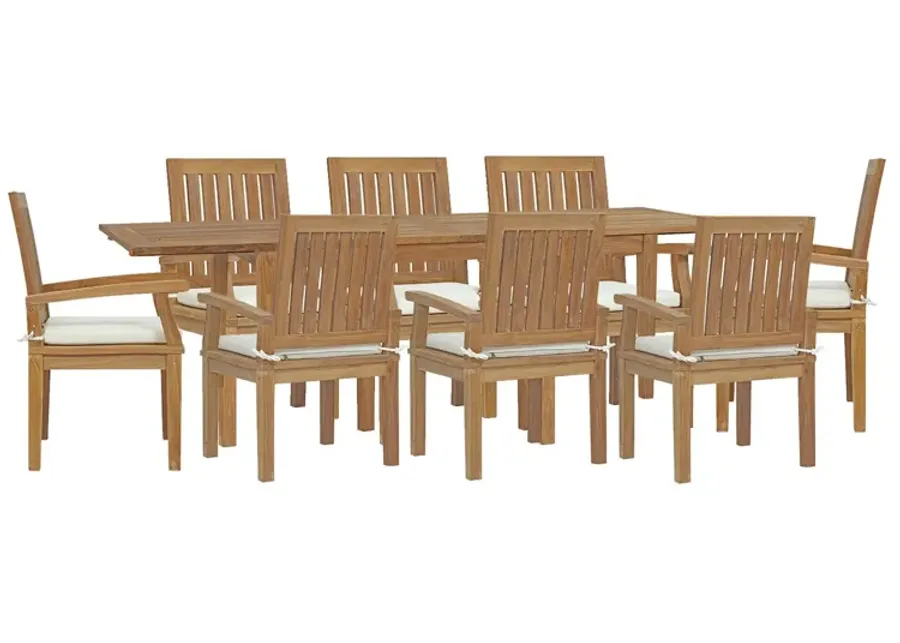 Marina 9 Piece Outdoor Patio Teak Dining Set