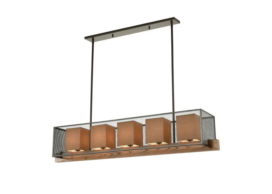 Crossbeam 57" Wide 5-Light Linear Chandelier - Oil Rubbed Bronze