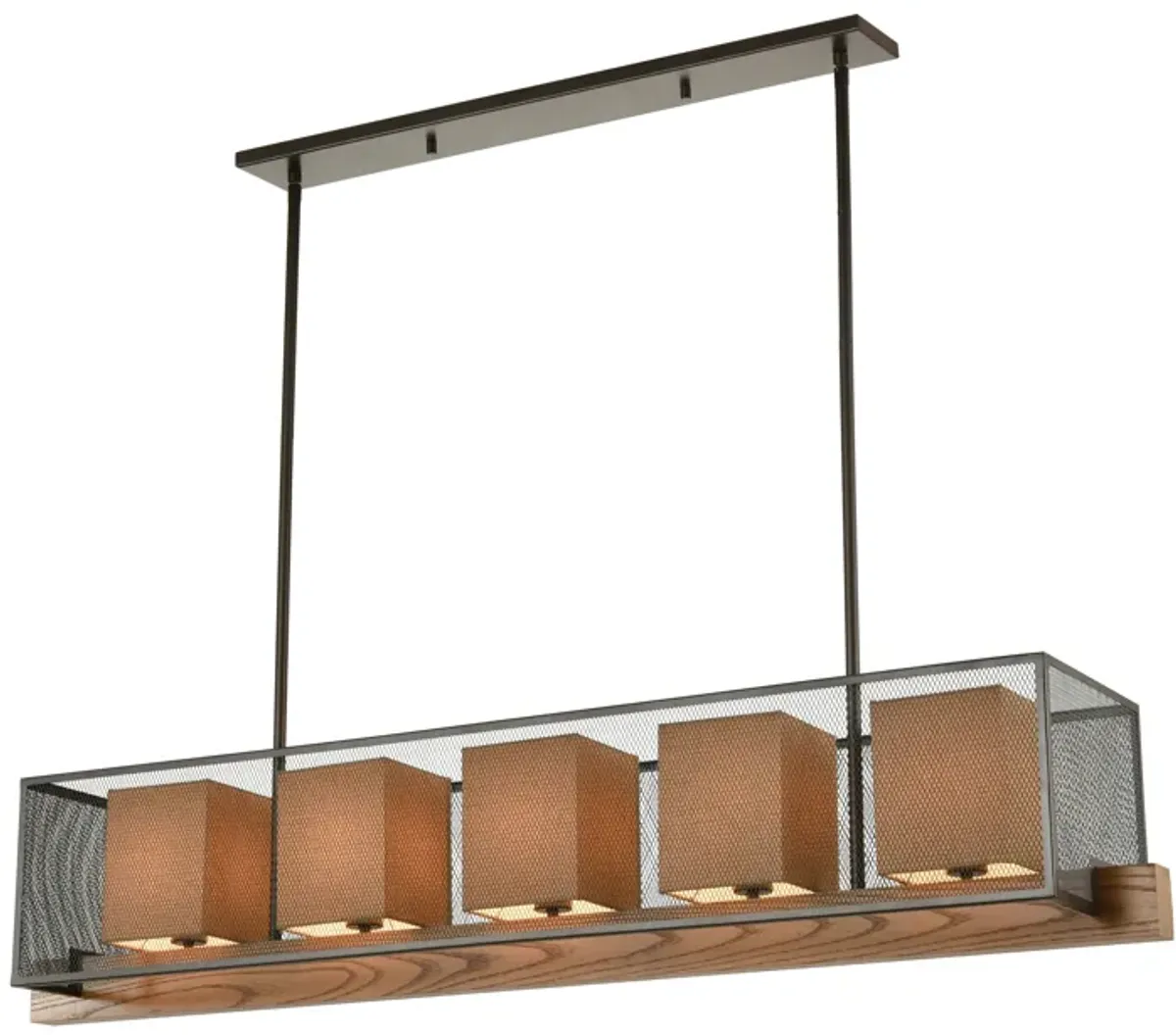 Crossbeam 57" Wide 5-Light Linear Chandelier - Oil Rubbed Bronze