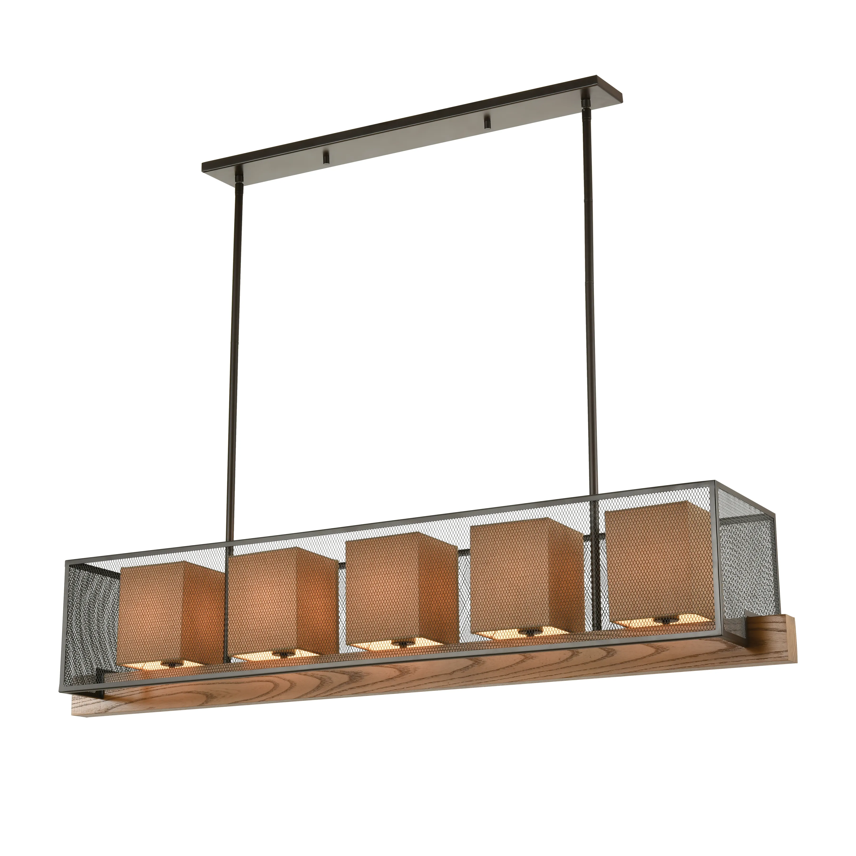 Crossbeam 57" Wide 5-Light Linear Chandelier - Oil Rubbed Bronze