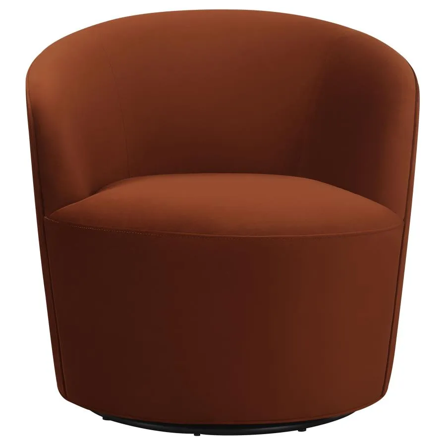 Joyce Sloped Arms Swivel Chair Burnt Orange