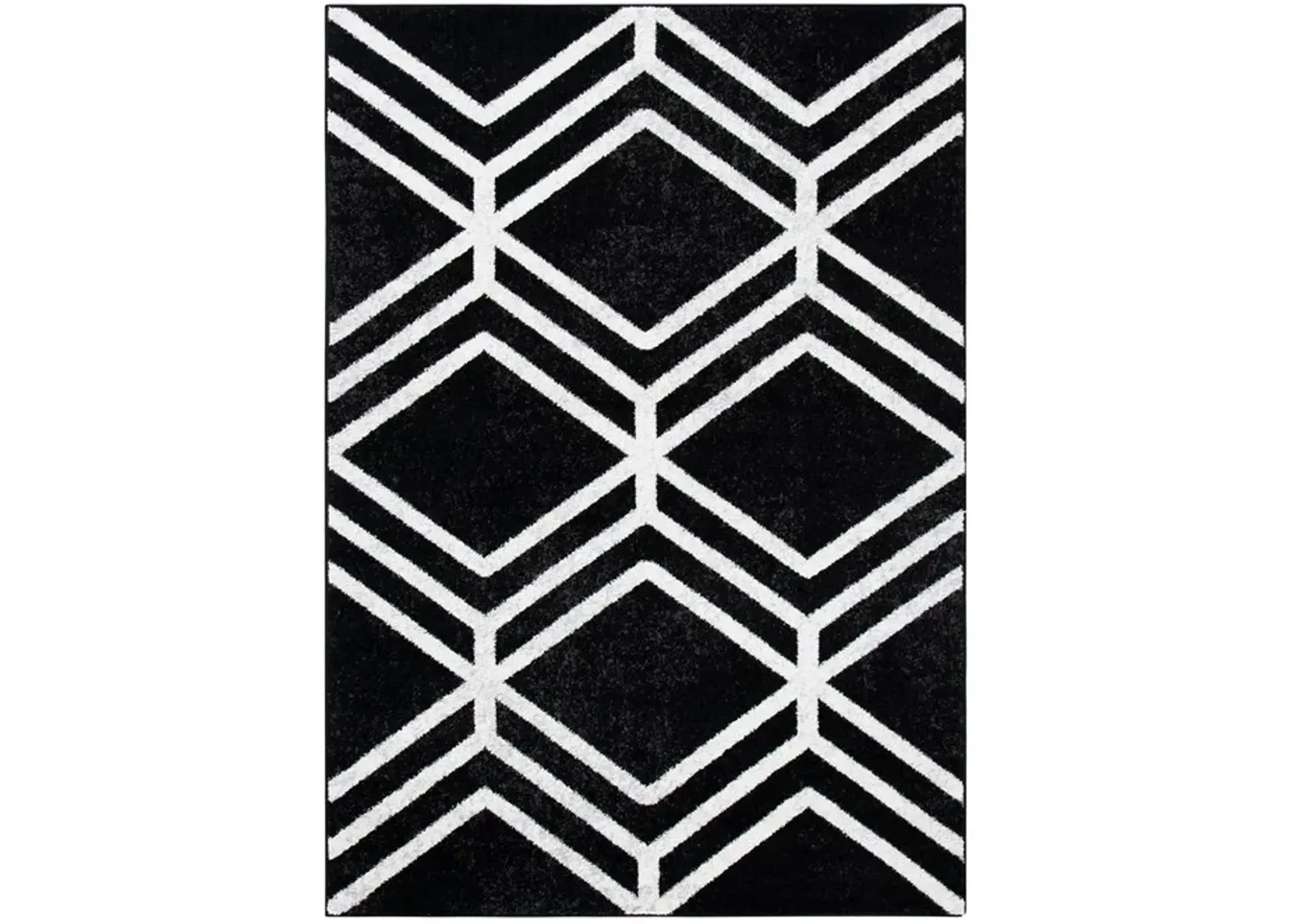 ADIRONDACK Contemporary Black / Ivory 5'-1" X 7'-6" Powerloomed Rug