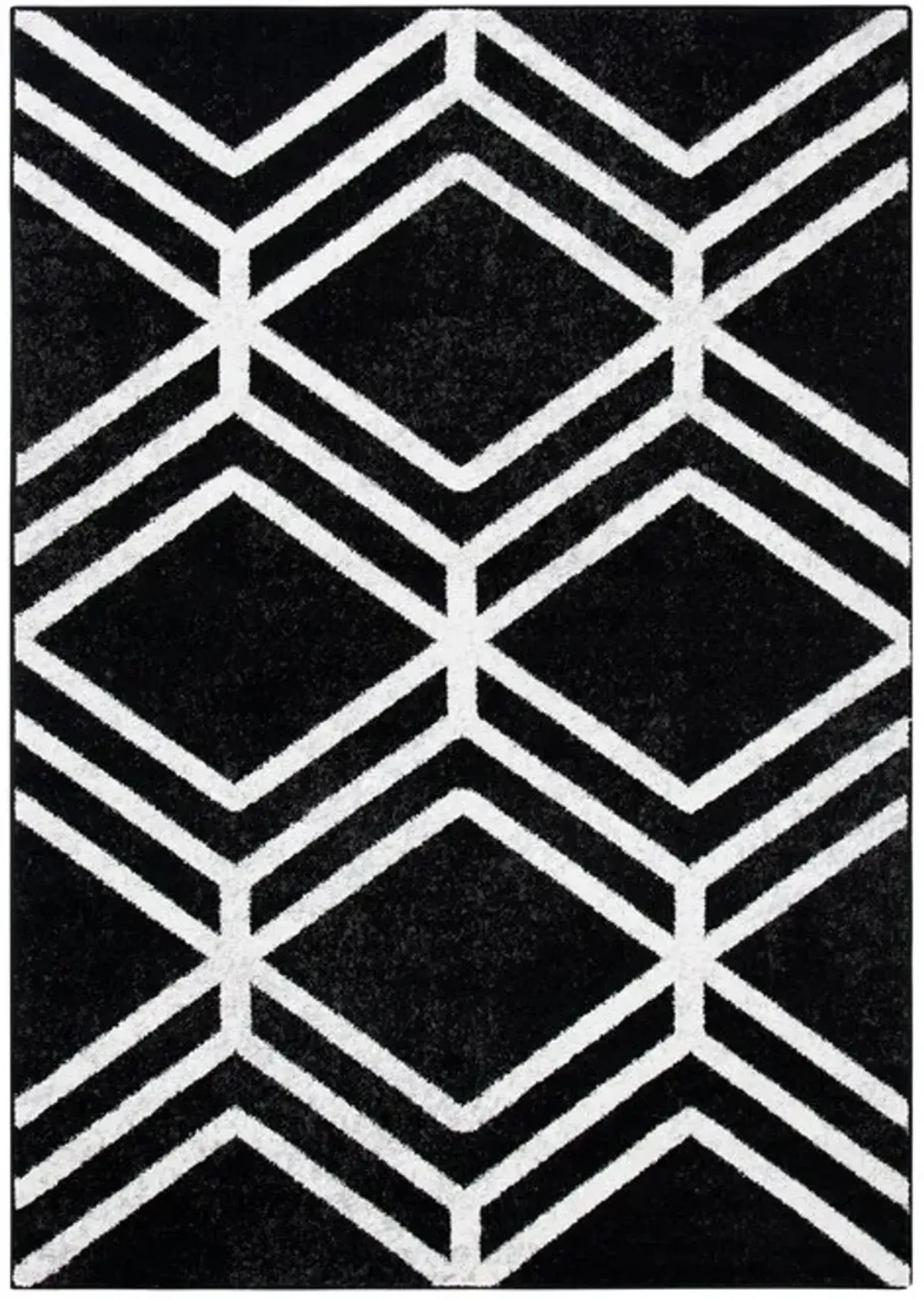 ADIRONDACK Contemporary Black / Ivory 5'-1" X 7'-6" Powerloomed Rug